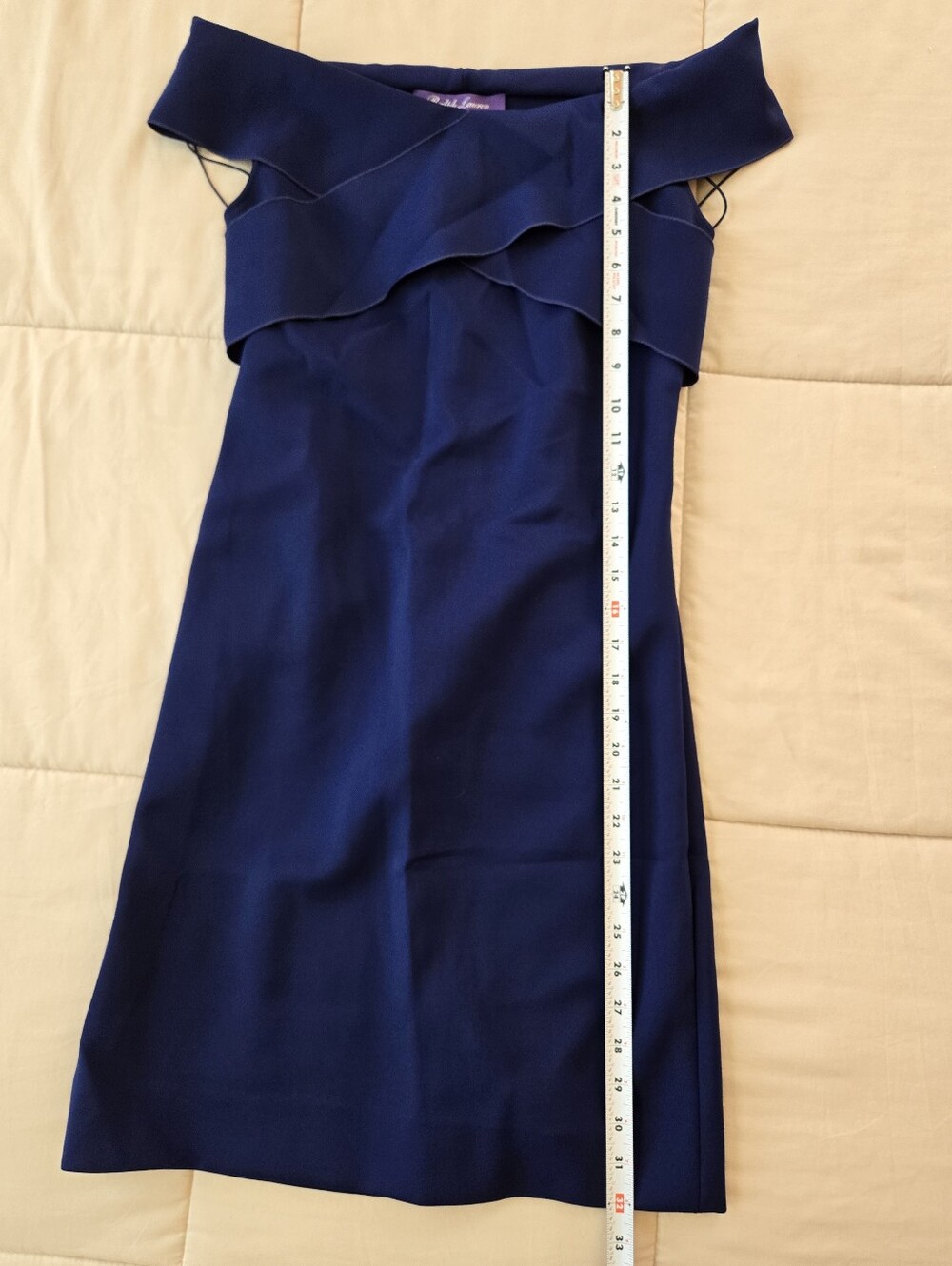 Ralph Lauren Purple Label Dark Blue Off-Shoulder Cross-Front Sheath Dress, US 6 - Picture 11 of 11